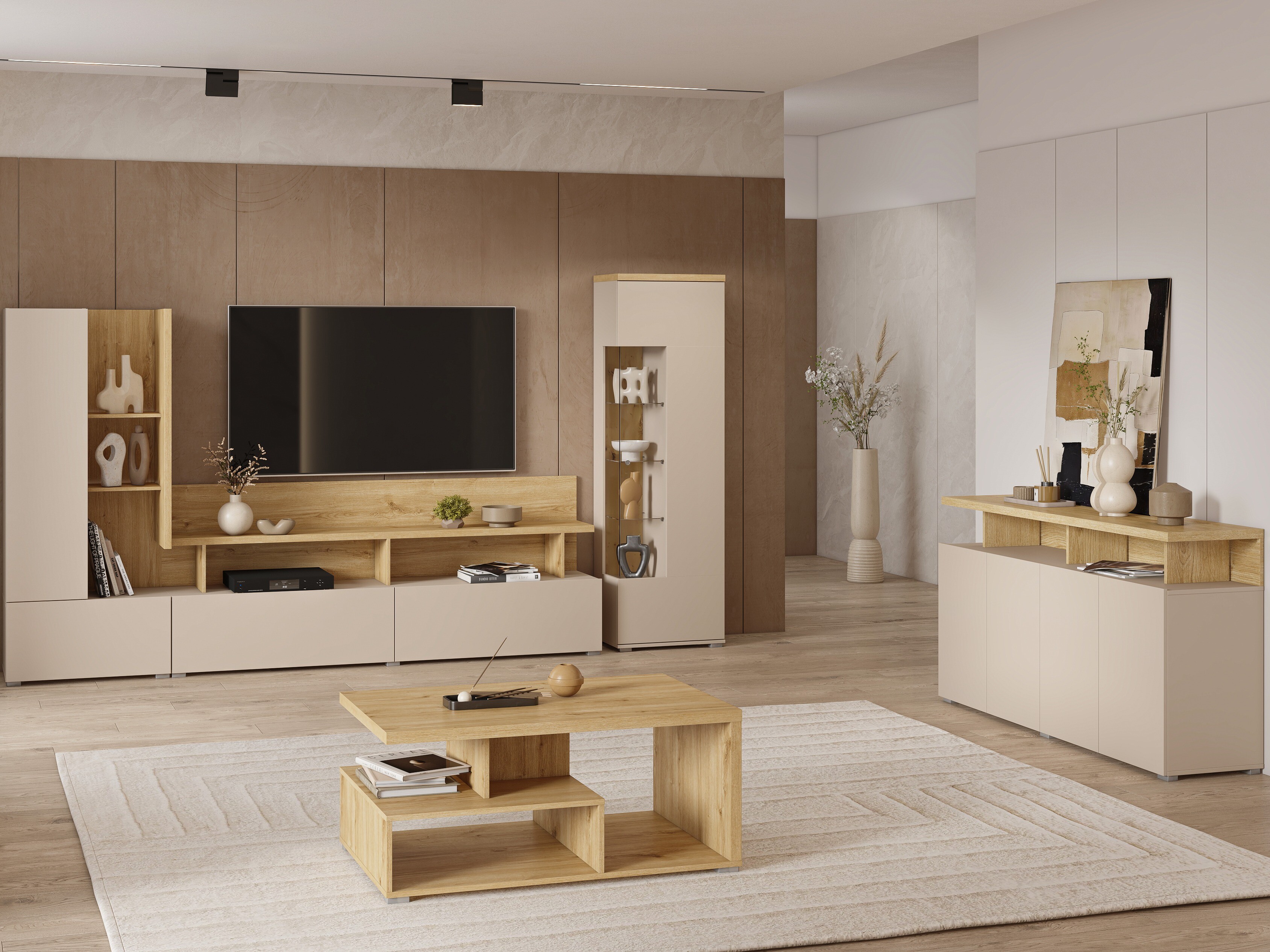 Stofusett Virvele 103 (Kasmír + Ljós eik)