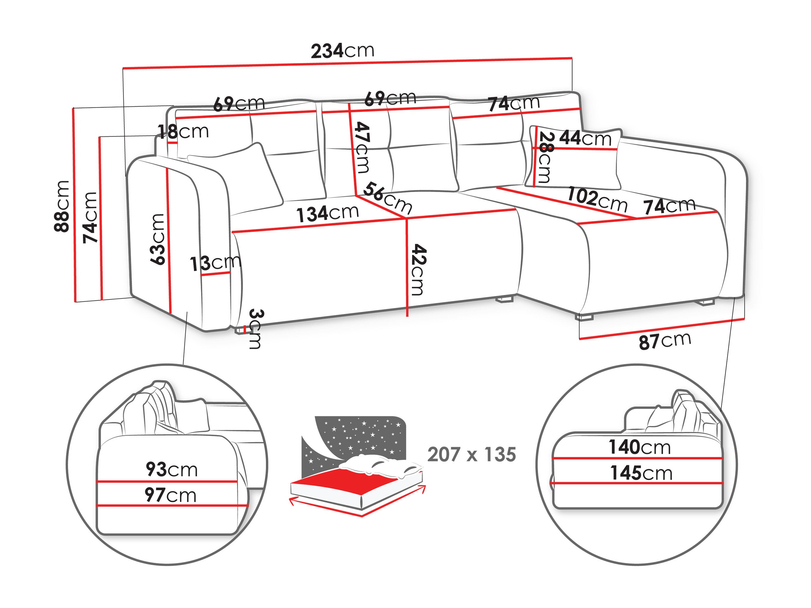Horn­sófi Delano 100 (Poso 110)