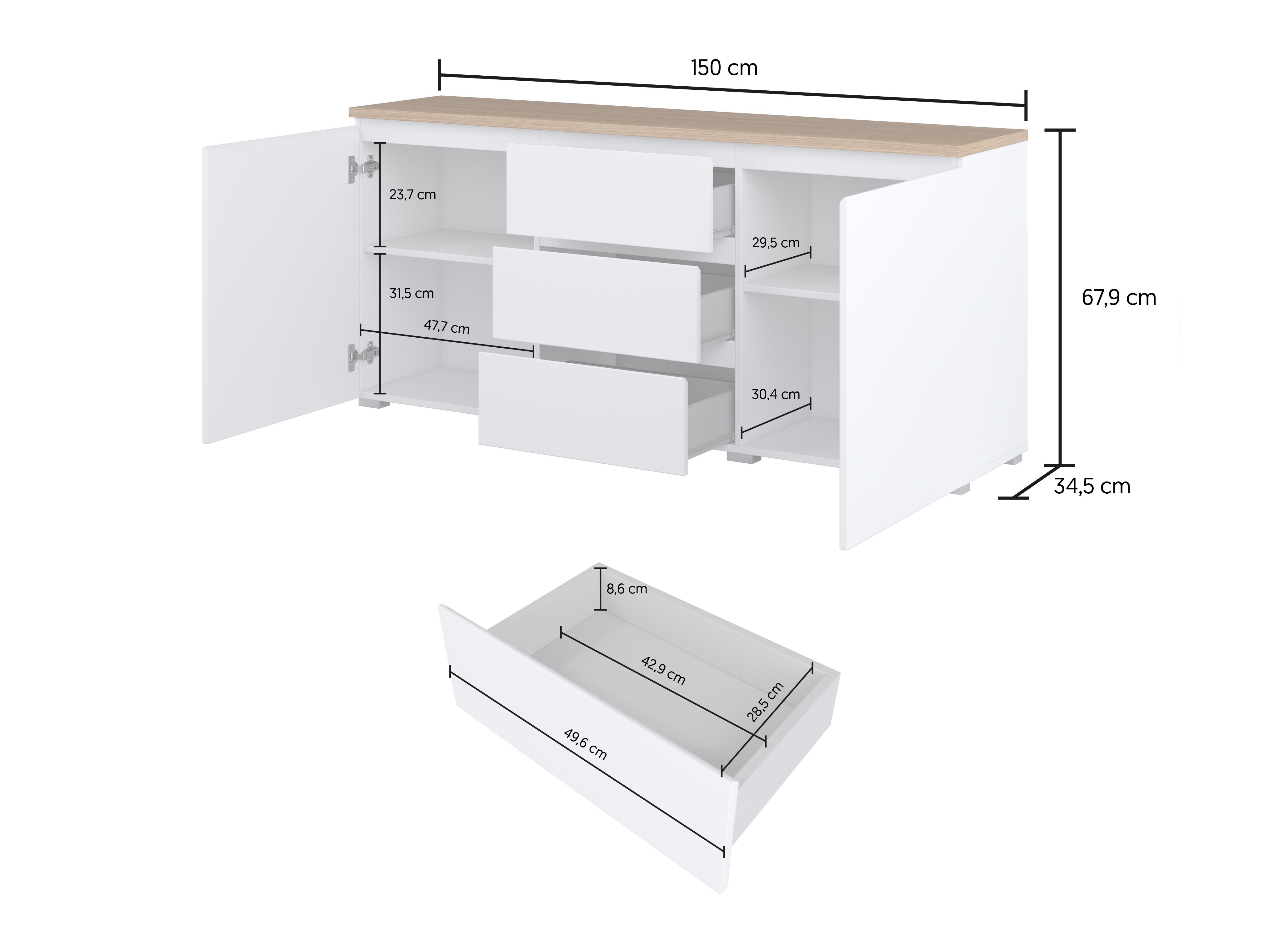 Stofusett Baletu 114 (Hvítur + Eik)