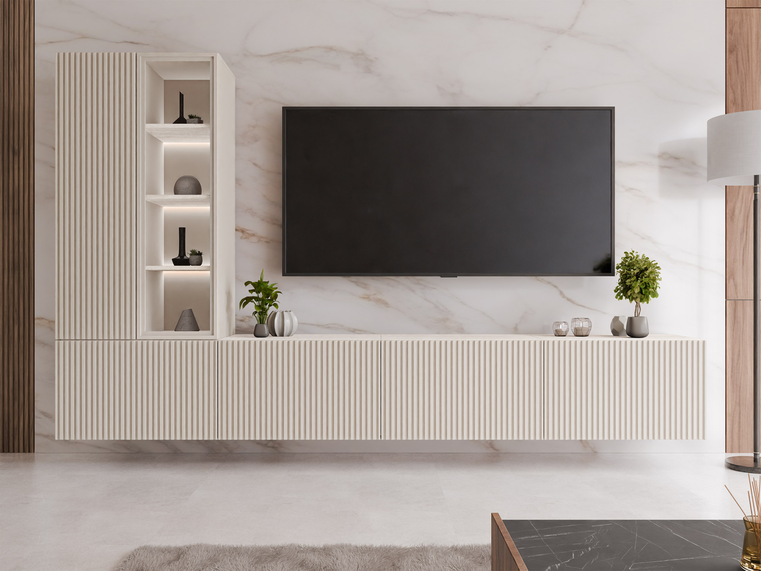 Stofusett Comfivo Tutelar (Kasmír + Ljóst Travertine)