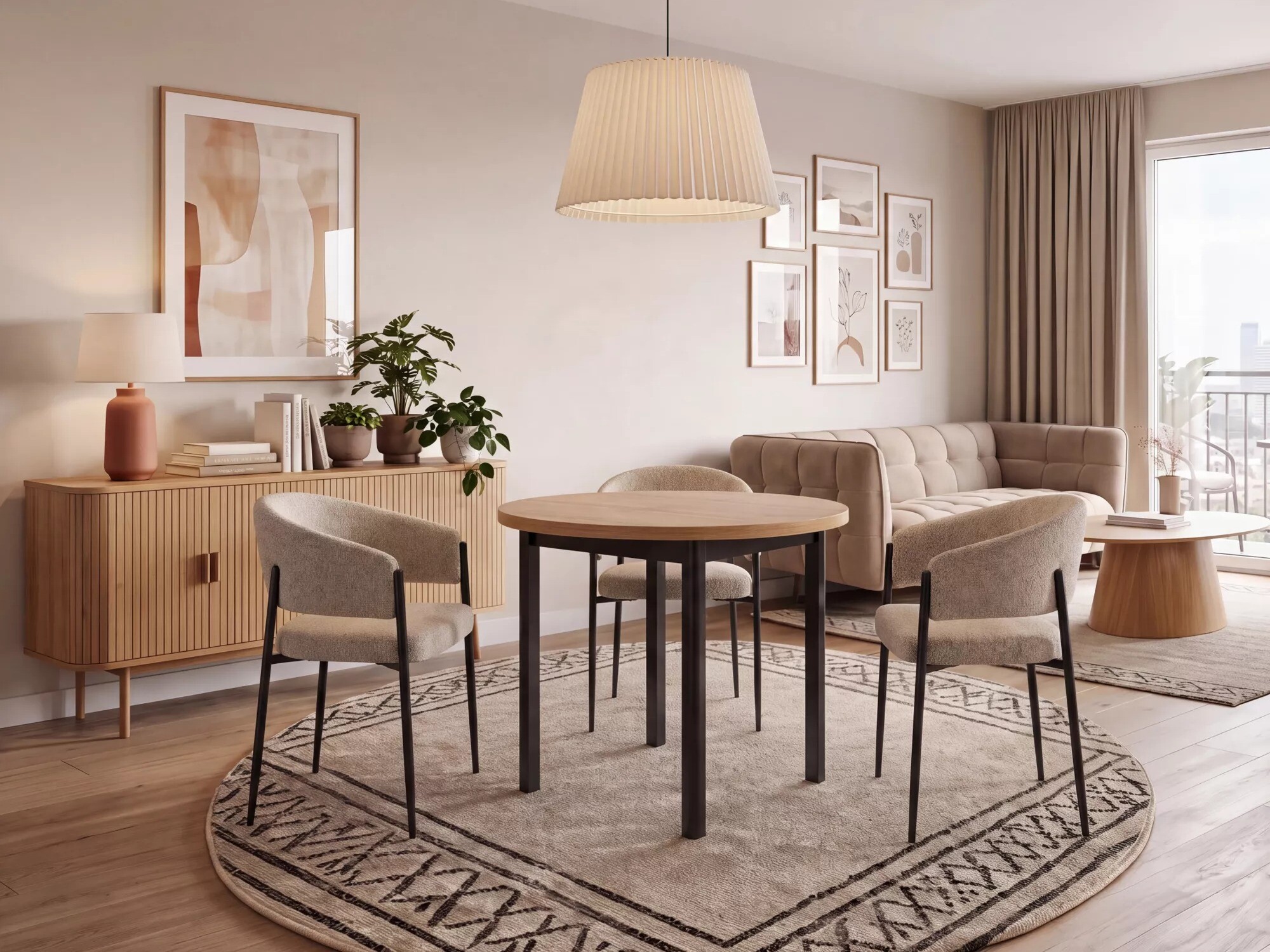 Stóll Detroit 1053 (Beige + Matt svart)
