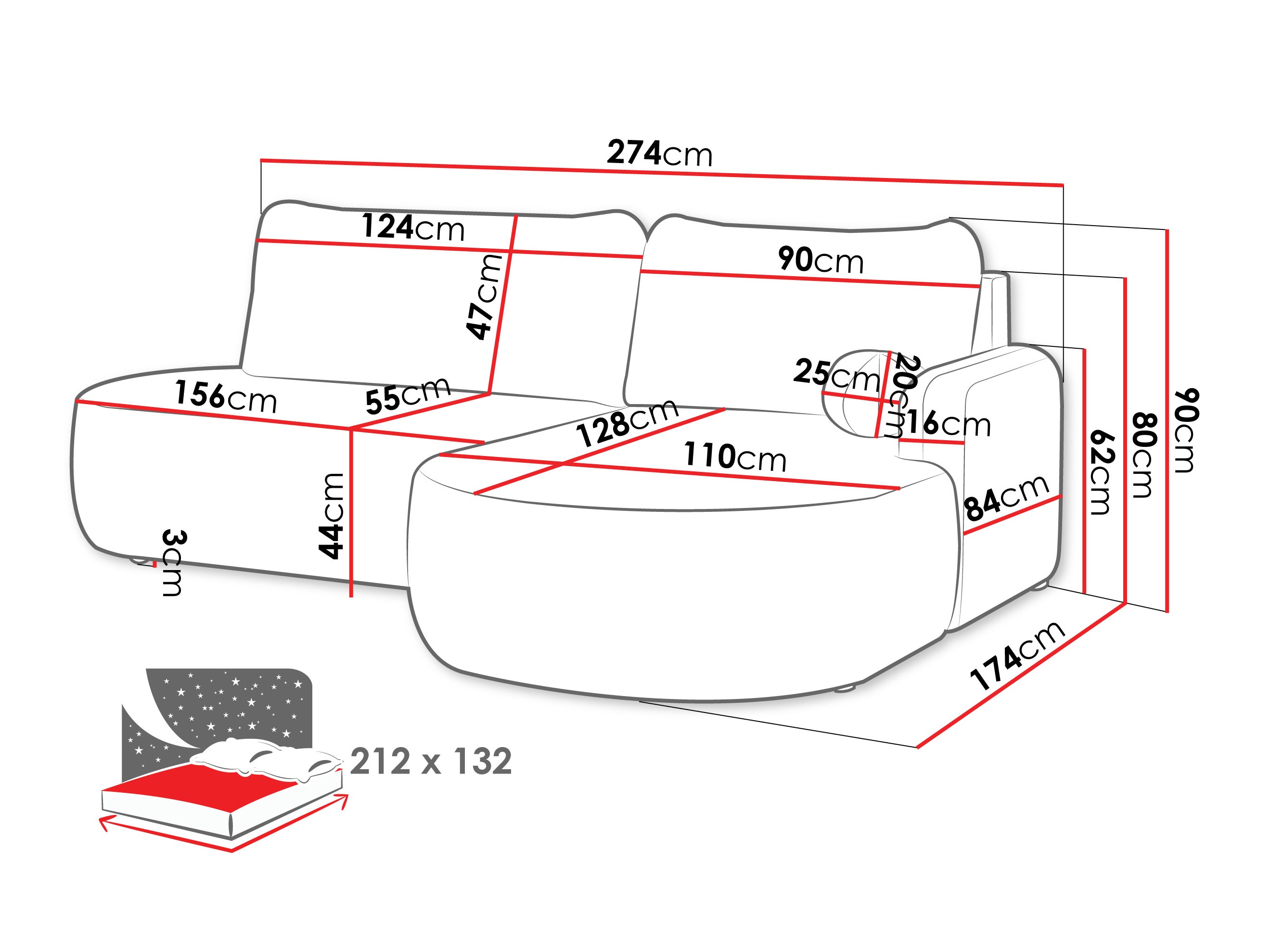 Horn­sófi Comfivo Popis I (Poso 03)