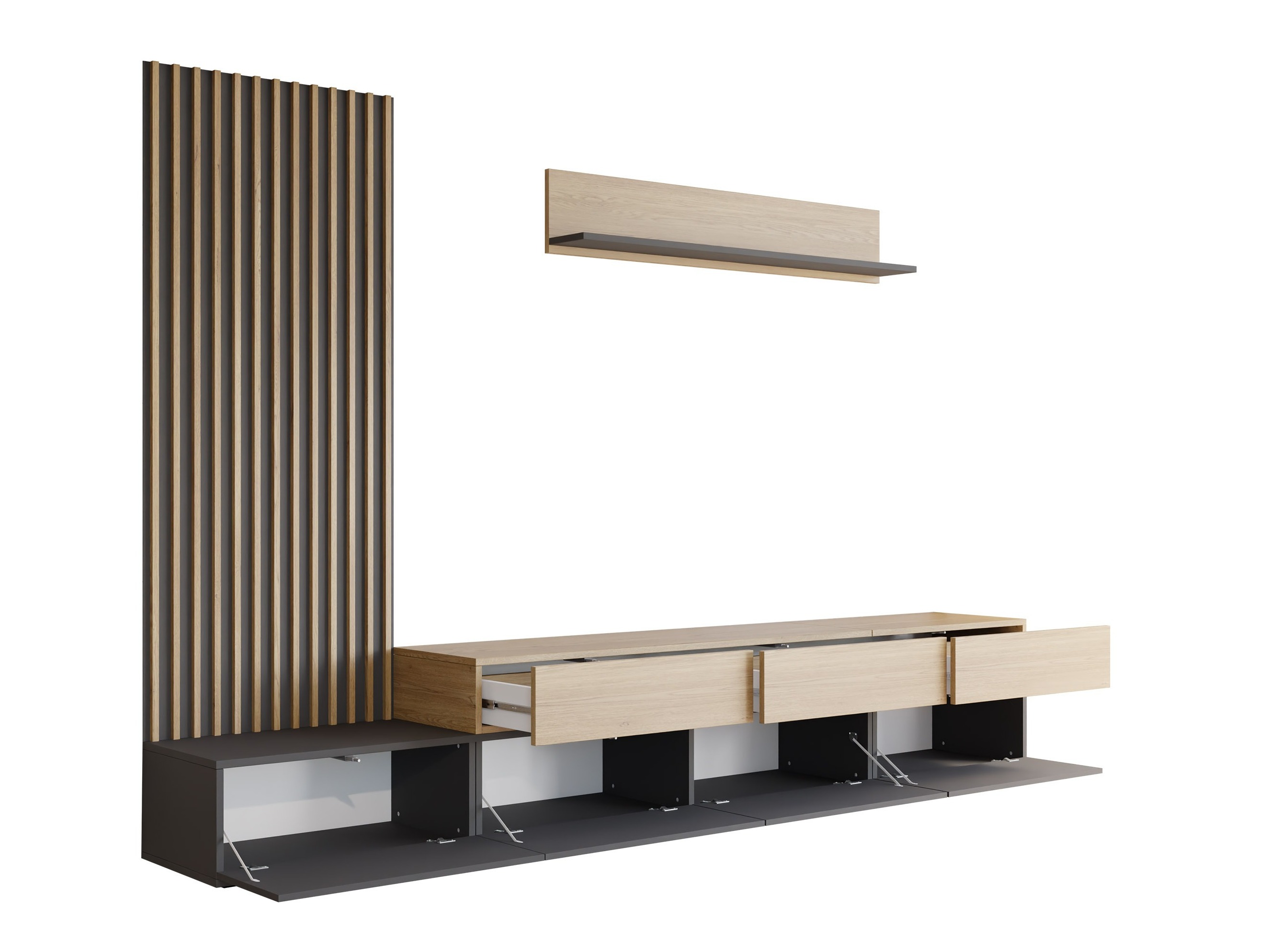 Stofusett Comfivo Munium II (Grafít + Eik)