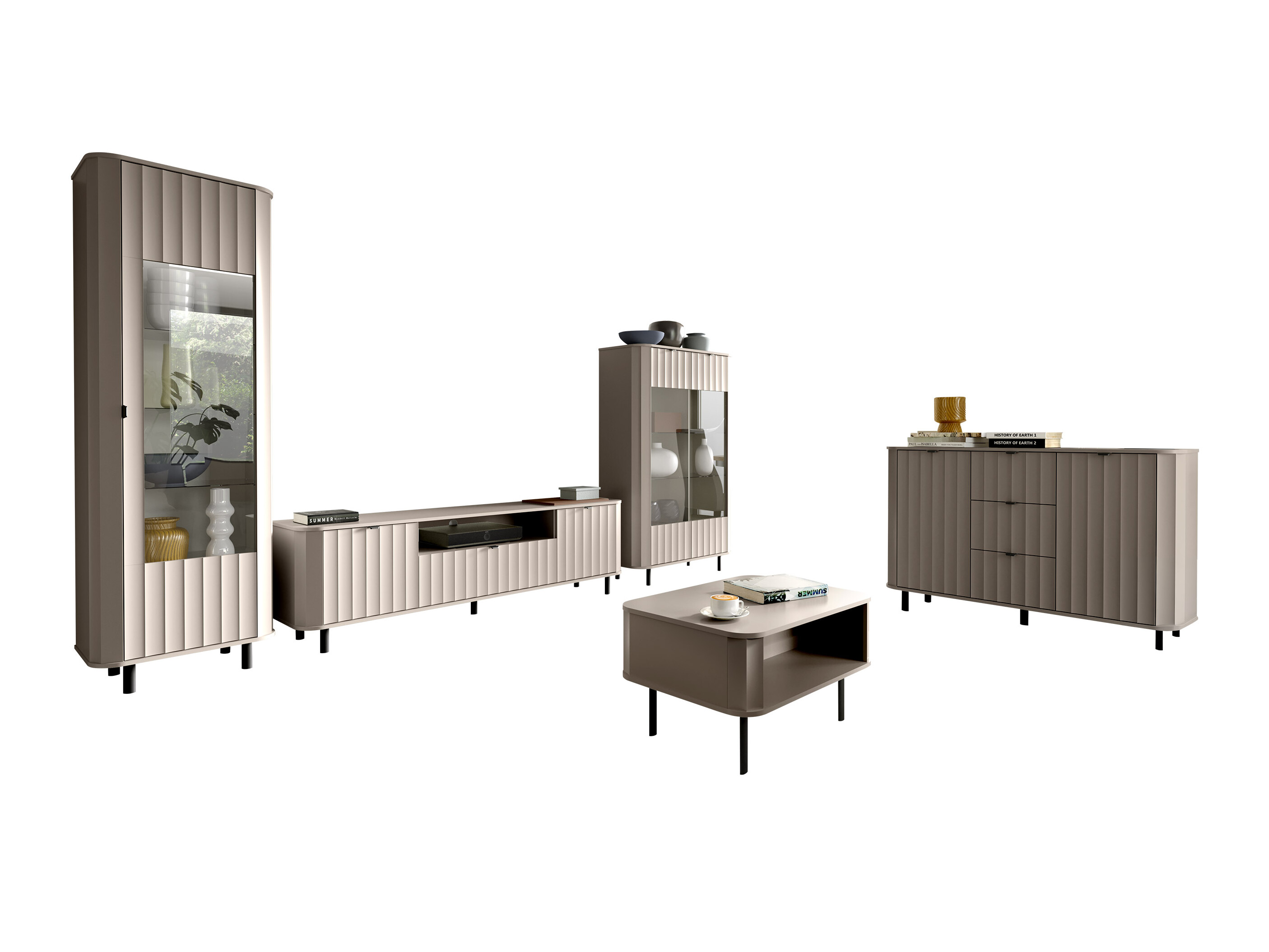 Stofusett Larala 110 (Grá-beige)