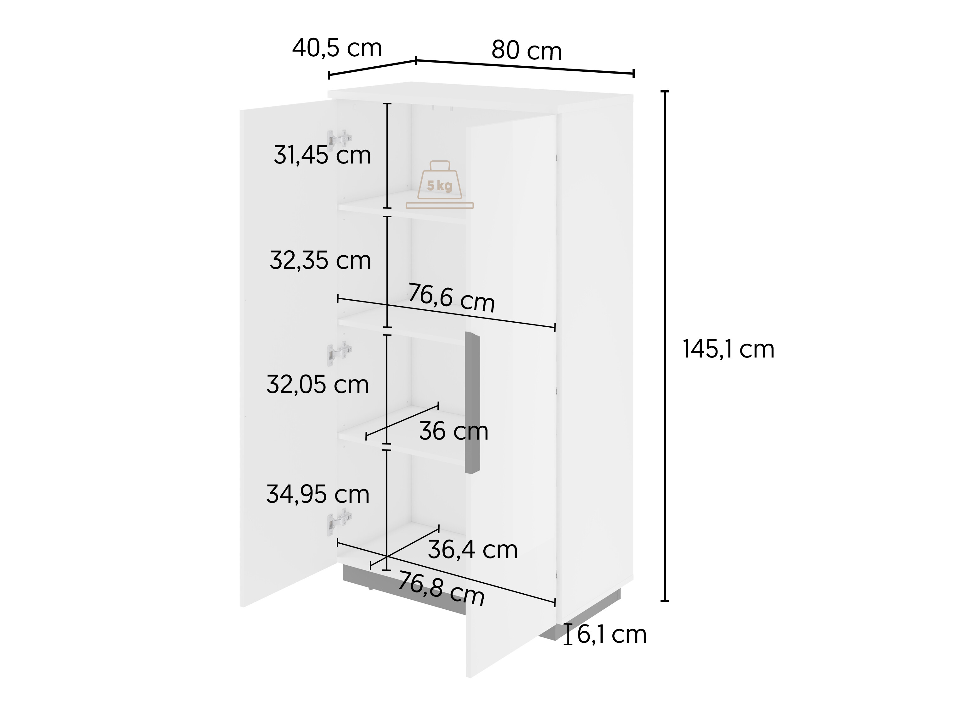 Bókahilla Talevaro 104 (Hvítur + Hvítt háglans)