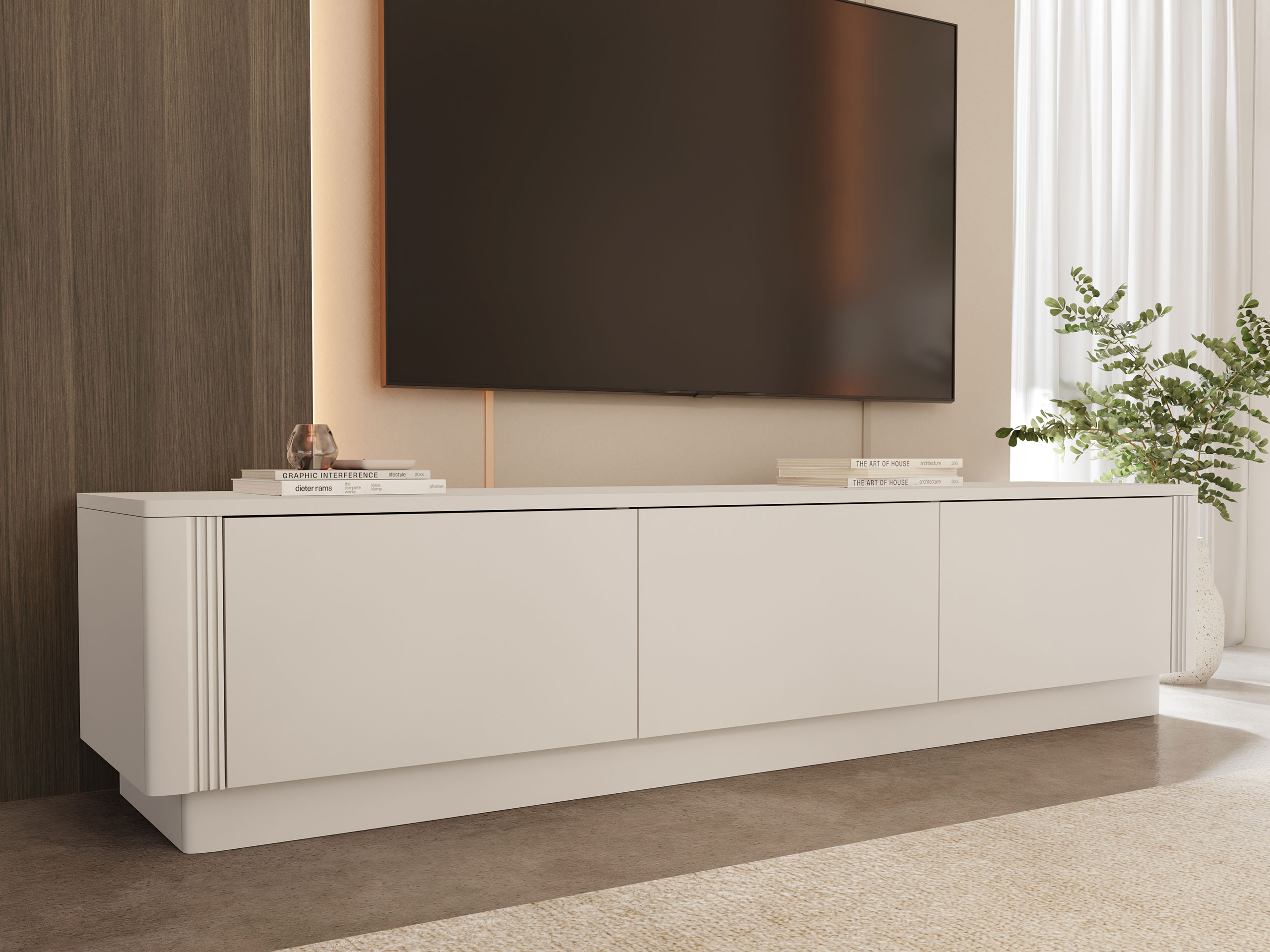 Sjónvarpsskápur Comfivo Levavio 104 (Beige)