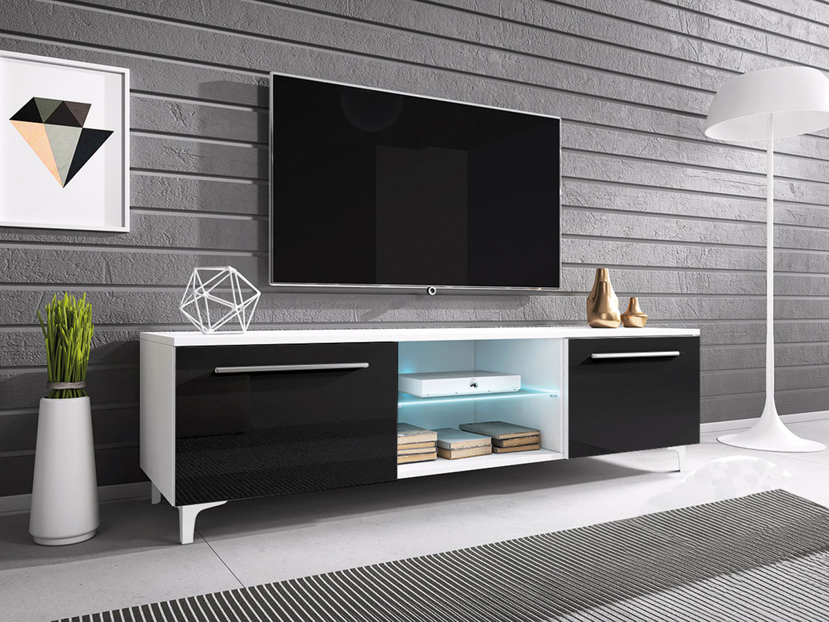 Sjónvarpsskápur Uva V (Hvítur + Svart háglans)